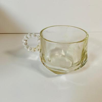 LOT 65: Glass Mid-Century Snack Tray/ Ashtray with Cups (8 Cups & 8 Trays)
