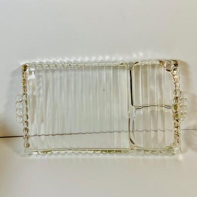 LOT 65: Glass Mid-Century Snack Tray/ Ashtray with Cups (8 Cups & 8 Trays)