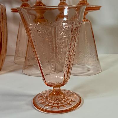 LOT 68: Large Selection of Pink Depression Glass - Glasses and Two (2) Pitchers