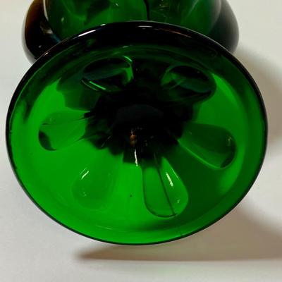 LOT 73: Vintage Green Swung Art Glass Vase