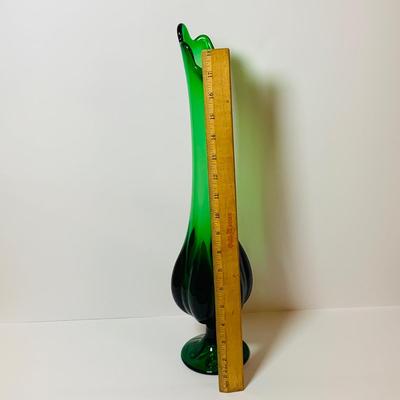 LOT 73: Vintage Green Swung Art Glass Vase