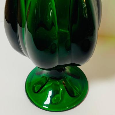 LOT 73: Vintage Green Swung Art Glass Vase