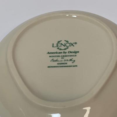 LOT 75: Lenox Winter Greeting Collection - Casserole Dish with Lid, Thermal Carafe, Mugs and Spoon Rest and a Silver Lenox Christmas Tree...