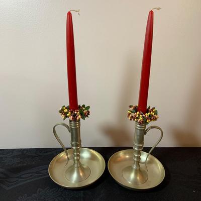 LOT 78: Candle Holders, Candle Sticks and Lace House Placemat