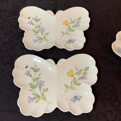 LOT 80: Lenox Butterfly Meadow Collection - “Count Your Blessings Trivet, Trinket Box, Two (2) Butterfly Shaped Plates, Butterfly Shaped...