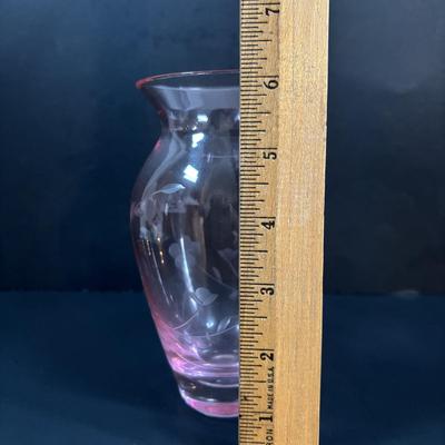 LOT 111: Butterflies & More: Lena Liu Floral Bradford Exchange Ornaments, Stained Glass Votive Candle Holder, Lenox Etched Pink Vase...