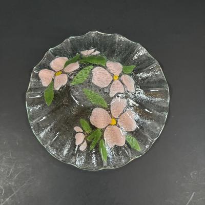 LOT 111: Butterflies & More: Lena Liu Floral Bradford Exchange Ornaments, Stained Glass Votive Candle Holder, Lenox Etched Pink Vase...