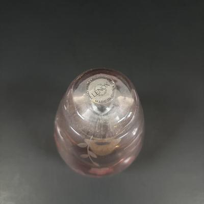 LOT 111: Butterflies & More: Lena Liu Floral Bradford Exchange Ornaments, Stained Glass Votive Candle Holder, Lenox Etched Pink Vase...