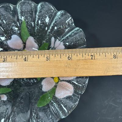 LOT 111: Butterflies & More: Lena Liu Floral Bradford Exchange Ornaments, Stained Glass Votive Candle Holder, Lenox Etched Pink Vase...