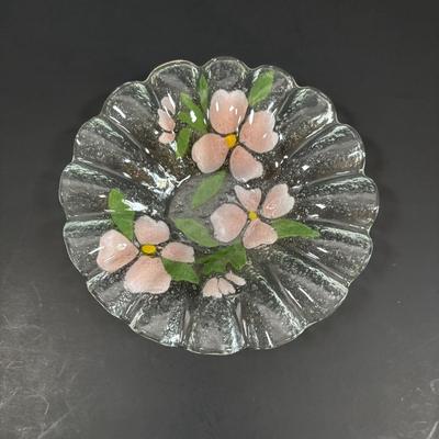 LOT 111: Butterflies & More: Lena Liu Floral Bradford Exchange Ornaments, Stained Glass Votive Candle Holder, Lenox Etched Pink Vase...