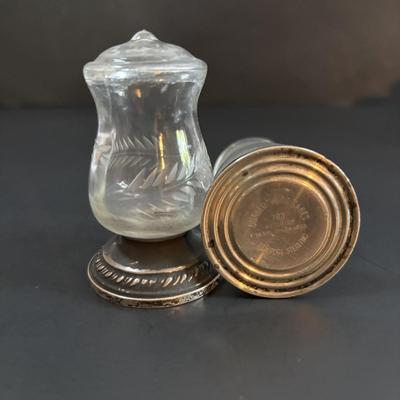 LOT 113: Vintage Etched Crystal & Weighted Sterling Silver Salt/Pepper Shakers, Opalescent Hobnail, Imperial Milk Glass, Pressed...