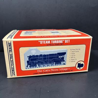 LOT 120: All Aboard for the Licensed Lionel The Cat's Meow Collection: "Steam Turbine" Set w/Box, Crossing Gate, Passenger...