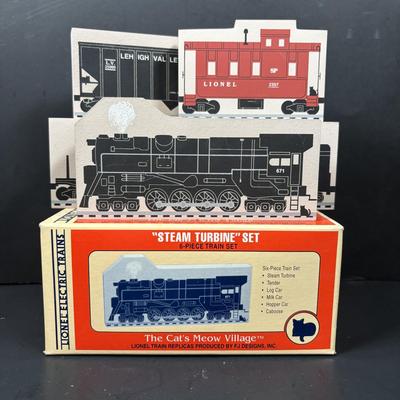 LOT 120: All Aboard for the Licensed Lionel The Cat's Meow Collection: "Steam Turbine" Set w/Box, Crossing Gate, Passenger...