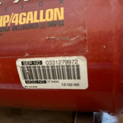 LOT 124: Porter-Cable Jet Stream Air Compressor Model CF2400
