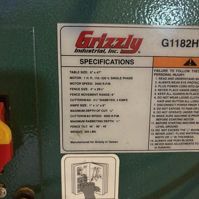 LOT 127: Grizzley 6" Jointer Model G1182HW