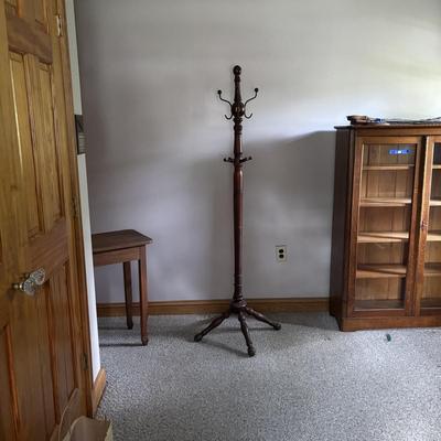 LOT 132: Vintage Coat Rack & Side Table