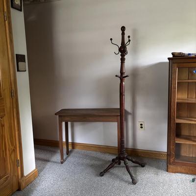 LOT 132: Vintage Coat Rack & Side Table