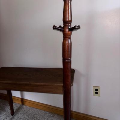 LOT 132: Vintage Coat Rack & Side Table