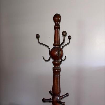 LOT 132: Vintage Coat Rack & Side Table