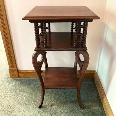 LOT 136: Vintage Wooden Three Tier Accent Table