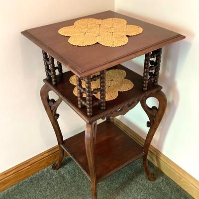 LOT 136: Vintage Wooden Three Tier Accent Table