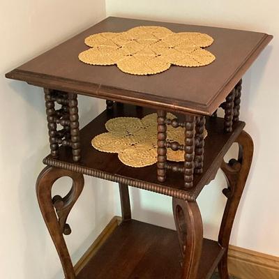LOT 136: Vintage Wooden Three Tier Accent Table
