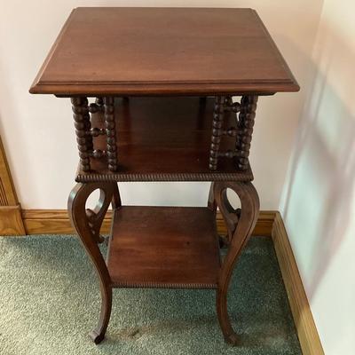 LOT 136: Vintage Wooden Three Tier Accent Table