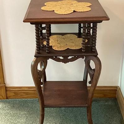 LOT 136: Vintage Wooden Three Tier Accent Table