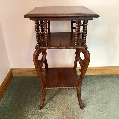 LOT 136: Vintage Wooden Three Tier Accent Table