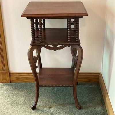 LOT 136: Vintage Wooden Three Tier Accent Table