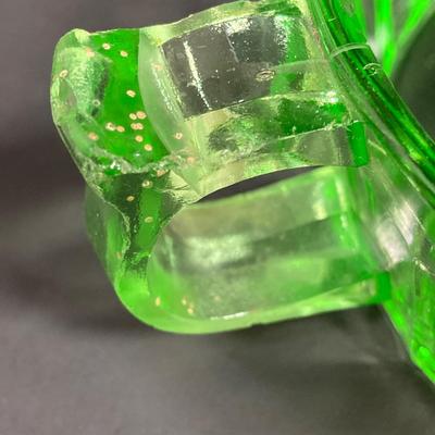 LOT 138: Uranium Glass Collection - Juicer, Measuring Cup and Coaster