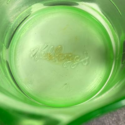 LOT 138: Uranium Glass Collection - Juicer, Measuring Cup and Coaster