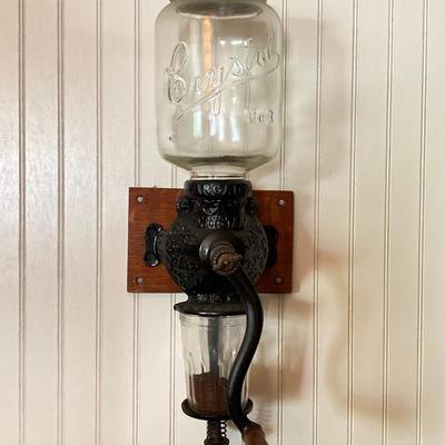 LOT 139: Vintage Arcade Crystal No 3 Wall Mount Coffee Grinder