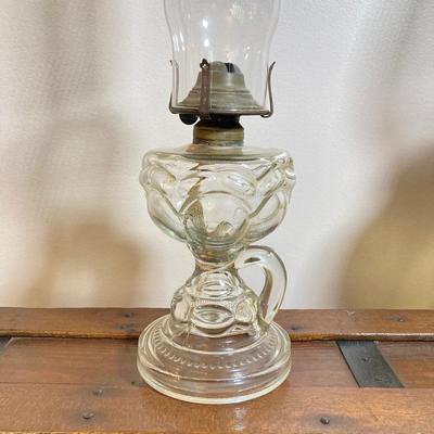 LOT 140: Vintage Glass Oil Lamps with Collection of Cat's Meow Philadelphia and Americana Barn Series Collectibles