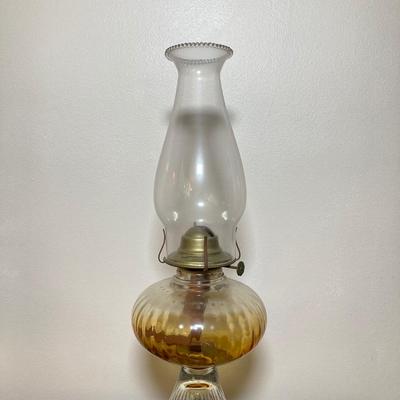 LOT 140: Vintage Glass Oil Lamps with Collection of Cat's Meow Philadelphia and Americana Barn Series Collectibles