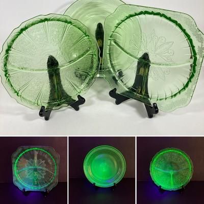 LOT 141: Collection of Uranium Glass Serving Plates