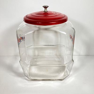 LOT 142: Vintage Glass Lance Display Jar with Lid and Ritz Cracker Tin