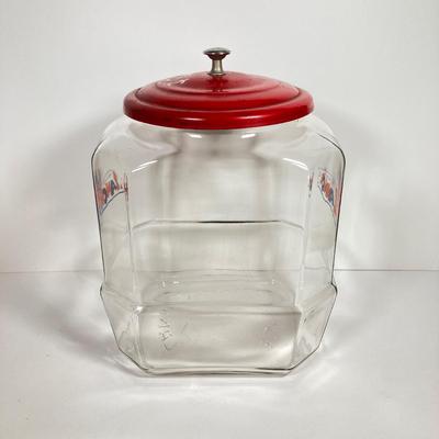 LOT 142: Vintage Glass Lance Display Jar with Lid and Ritz Cracker Tin