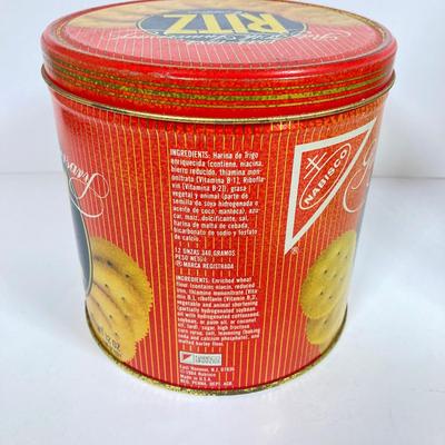 LOT 142: Vintage Glass Lance Display Jar with Lid and Ritz Cracker Tin