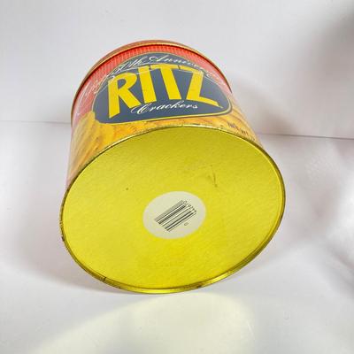 LOT 142: Vintage Glass Lance Display Jar with Lid and Ritz Cracker Tin