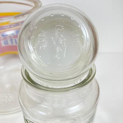LOT 144: Vintage Glass Planter's Peanuts Display Jar, Planter's Glass Jar with Lid and Vintage Tins