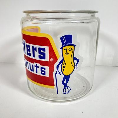 LOT 144: Vintage Glass Planter's Peanuts Display Jar, Planter's Glass Jar with Lid and Vintage Tins