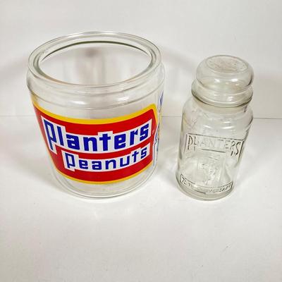 LOT 144: Vintage Glass Planter's Peanuts Display Jar, Planter's Glass Jar with Lid and Vintage Tins