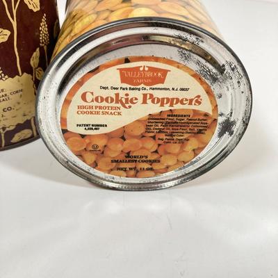 LOT 144: Vintage Glass Planter's Peanuts Display Jar, Planter's Glass Jar with Lid and Vintage Tins