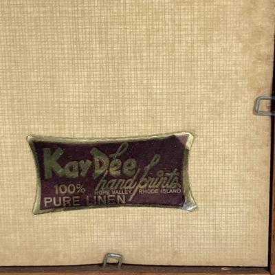 LOT 146: Pair of Vintage Kay Dee Handprints Pure Linen Wall Hangings with Signed and Painted Decorative Saw Blades