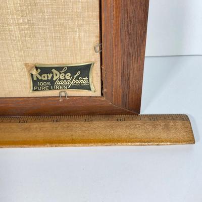 LOT 146: Pair of Vintage Kay Dee Handprints Pure Linen Wall Hangings with Signed and Painted Decorative Saw Blades