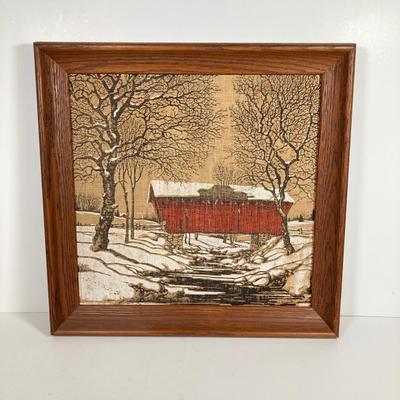 LOT 146: Pair of Vintage Kay Dee Handprints Pure Linen Wall Hangings with Signed and Painted Decorative Saw Blades