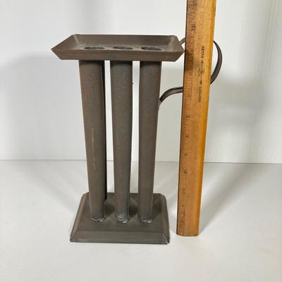 LOT 147: Vintage Kitchen / Farmhouse Collection - Match Holder, Enamel Ladles, Candle Holder, Tins and More