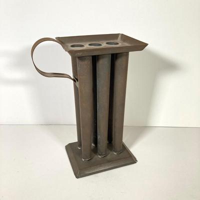 LOT 147: Vintage Kitchen / Farmhouse Collection - Match Holder, Enamel Ladles, Candle Holder, Tins and More