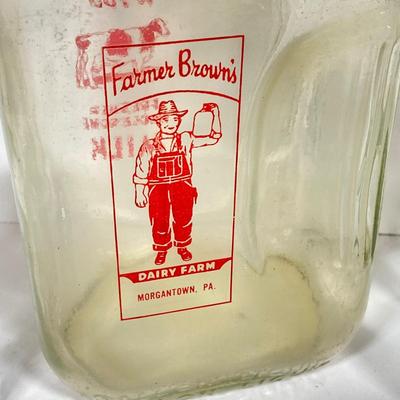 LOT 148: Vintage Farmhouse Decorative Collection - Farmer Brown's / Highland Dairy Bottles, Smucker's Juice / Water Jar, Tins...